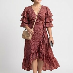 Women’s Mauve Pink Ruffle Wrap Dress